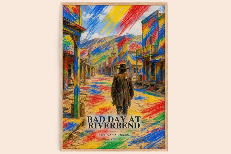 Bad Day At Riverbend watercolour book poster by Chris Van Allsburg – framed literary art print