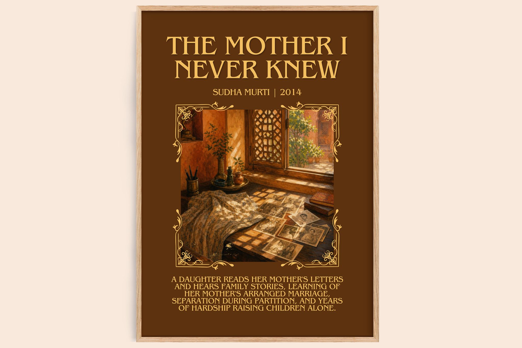 The Mother I Never Knew Minimalist Book Poster by Sudha Murti