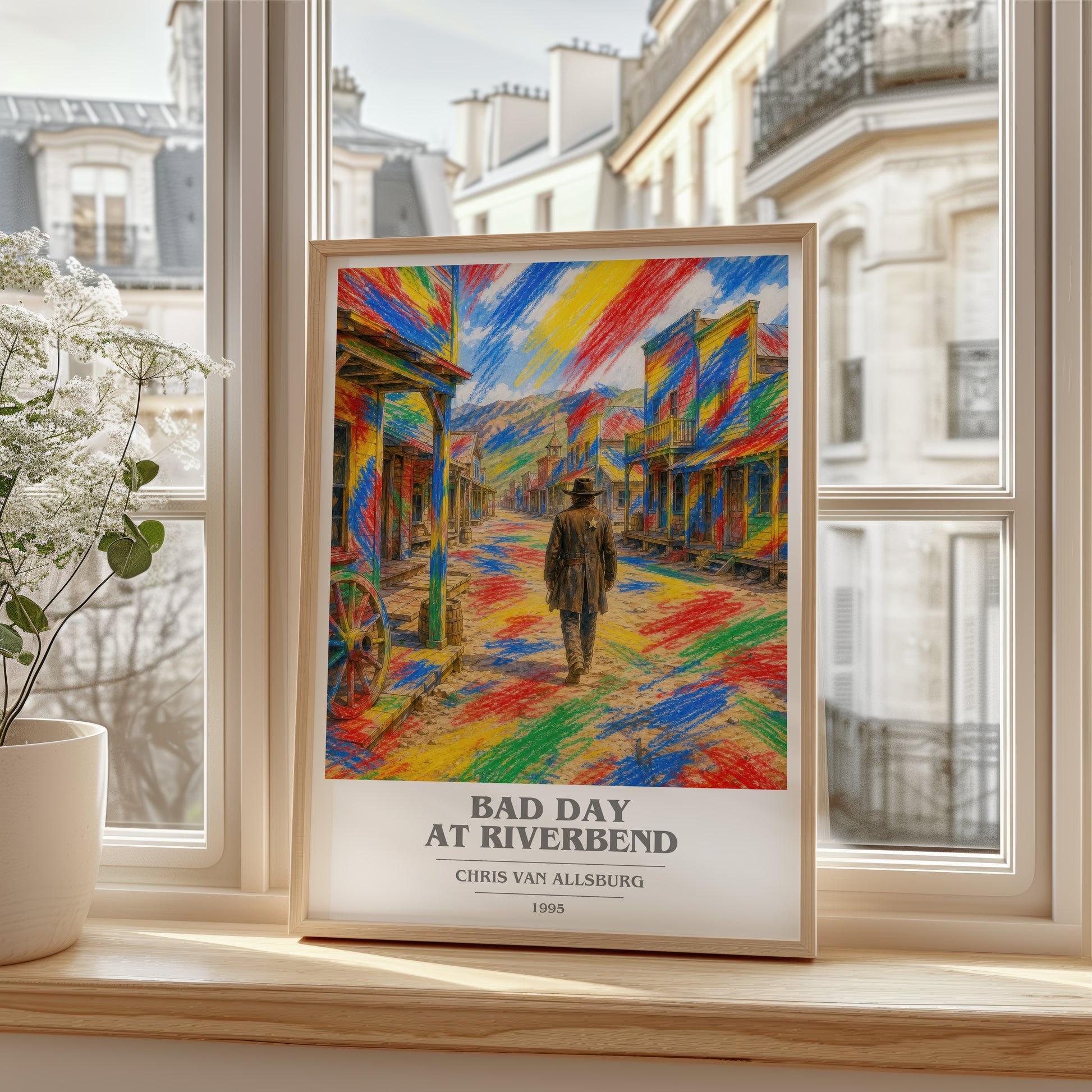 Bad Day At Riverbend book cover poster colour and style options – Chris Van Allsburg book art