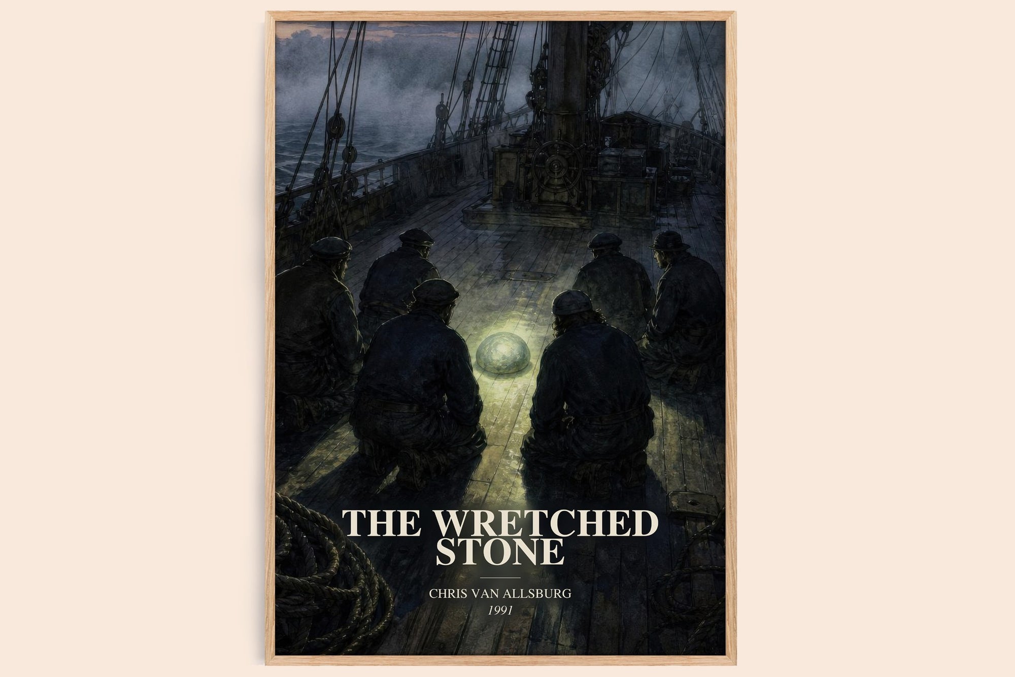 The Wretched Stone watercolour book poster by Chris Van Allsburg – framed literary art print
