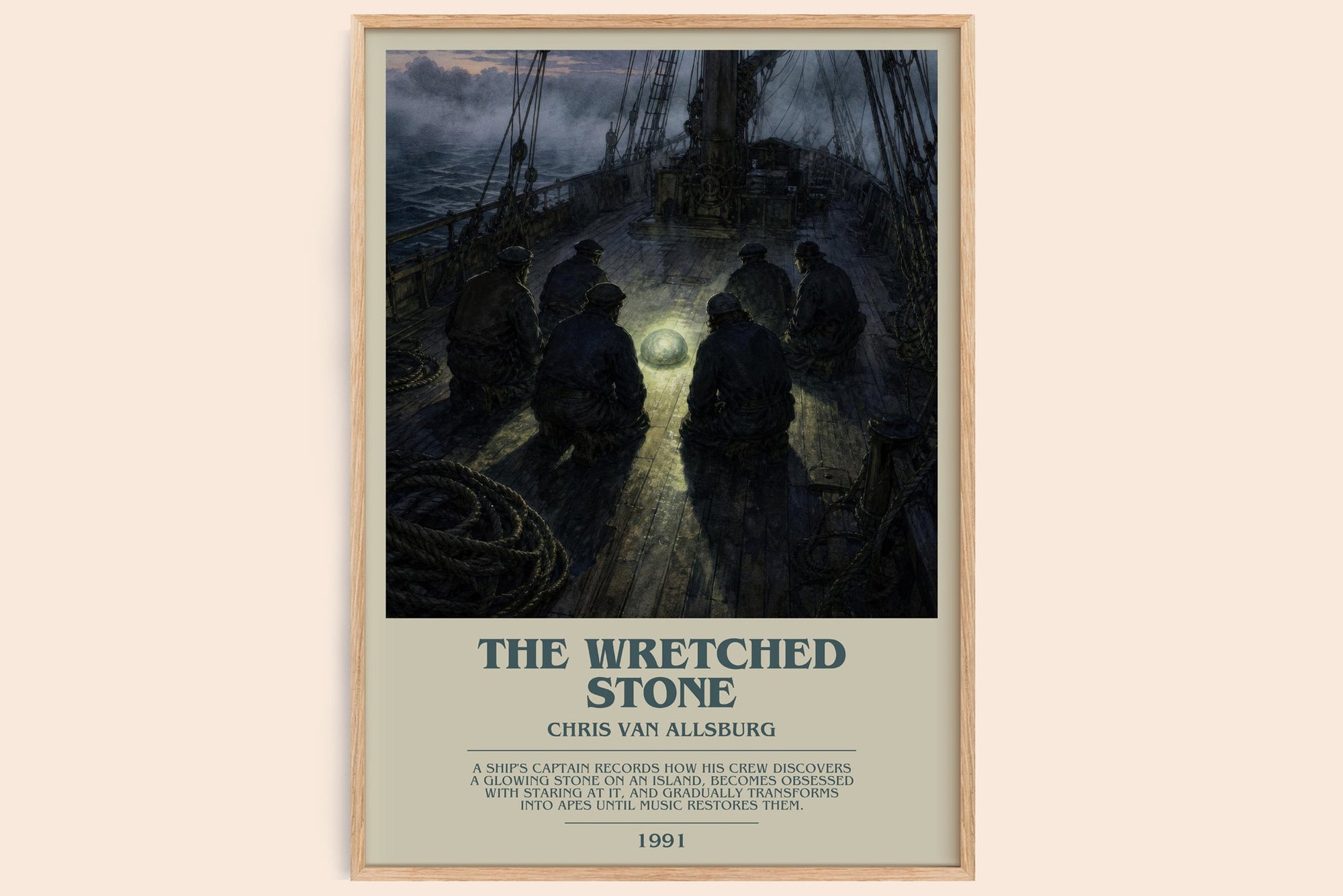 The Wretched Stone bookish book poster by Chris Van Allsburg – framed literary art print