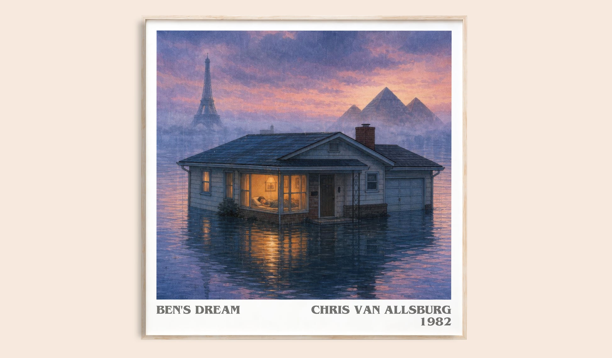 Ben'S Dream literary book poster by Chris Van Allsburg – framed literary art print