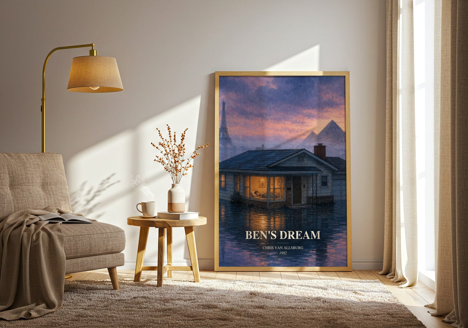 Ben'S Dream watercolour print in frame leaning in hallway – childrens wall art