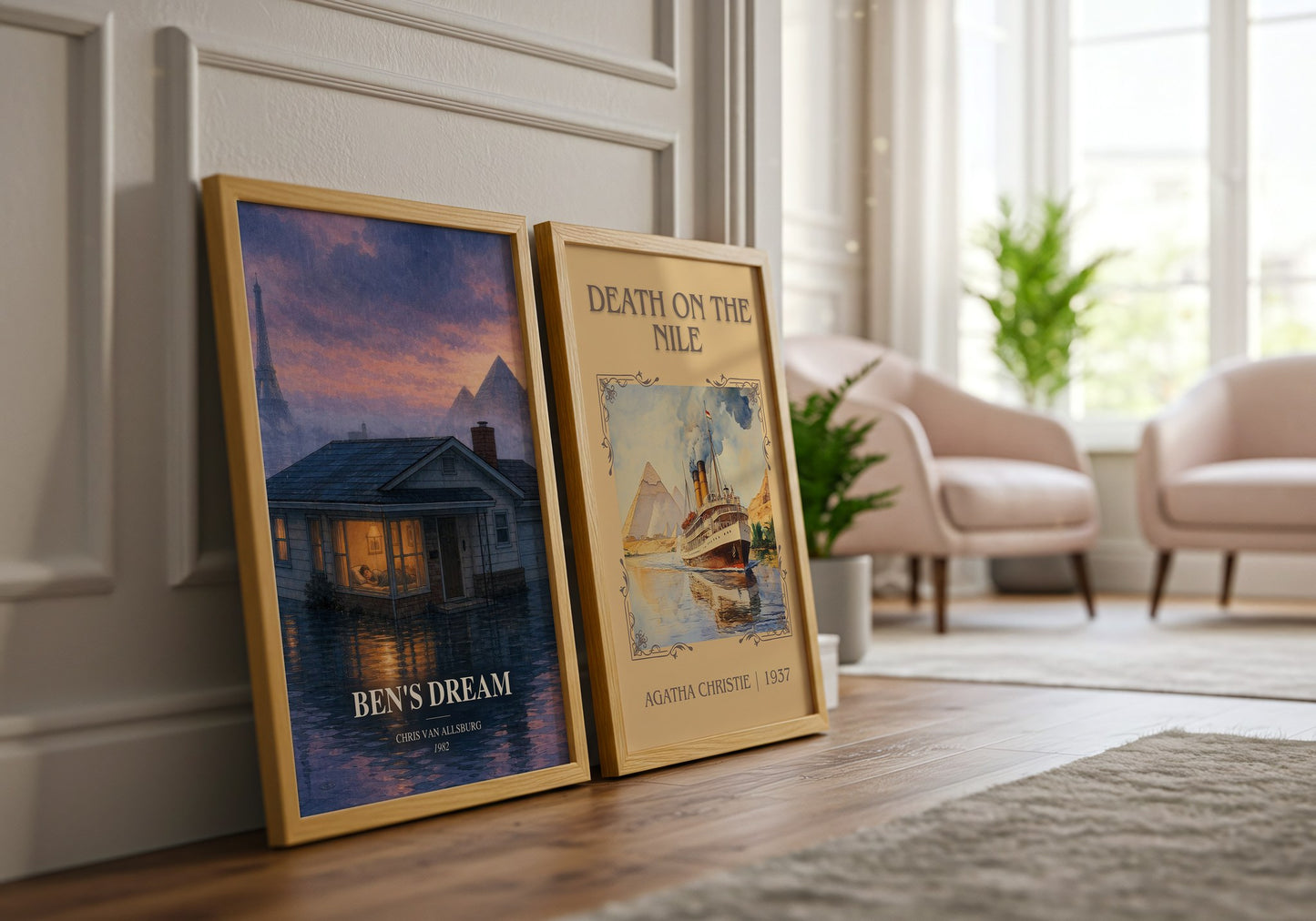 Ben'S Dream watercolour print framed by window – literary home decor