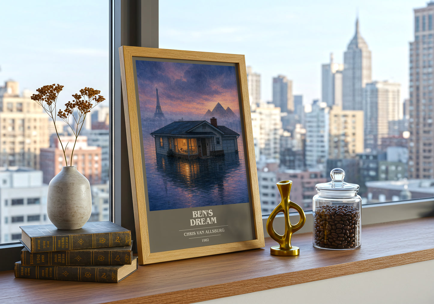 Ben'S Dream book cover print framed by window – literary home decor