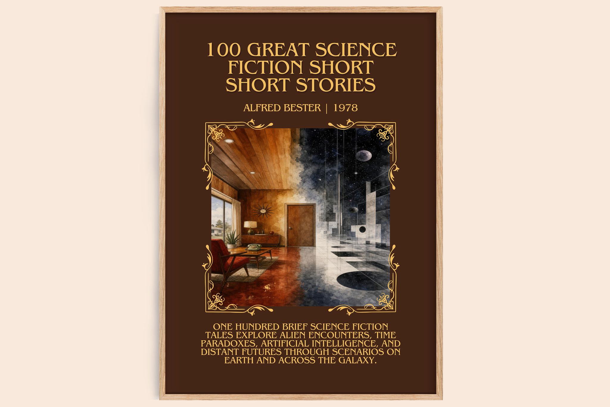 100 Great Science Fiction Short Short Stories Minimalist Book Poster by Alfred Bester