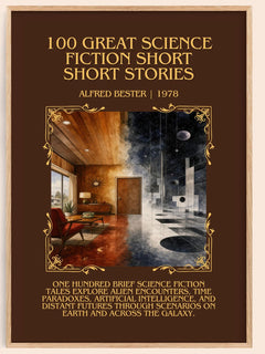 100 Great Science Fiction Short Short Stories Minimalist Book Poster by Alfred Bester – book poster