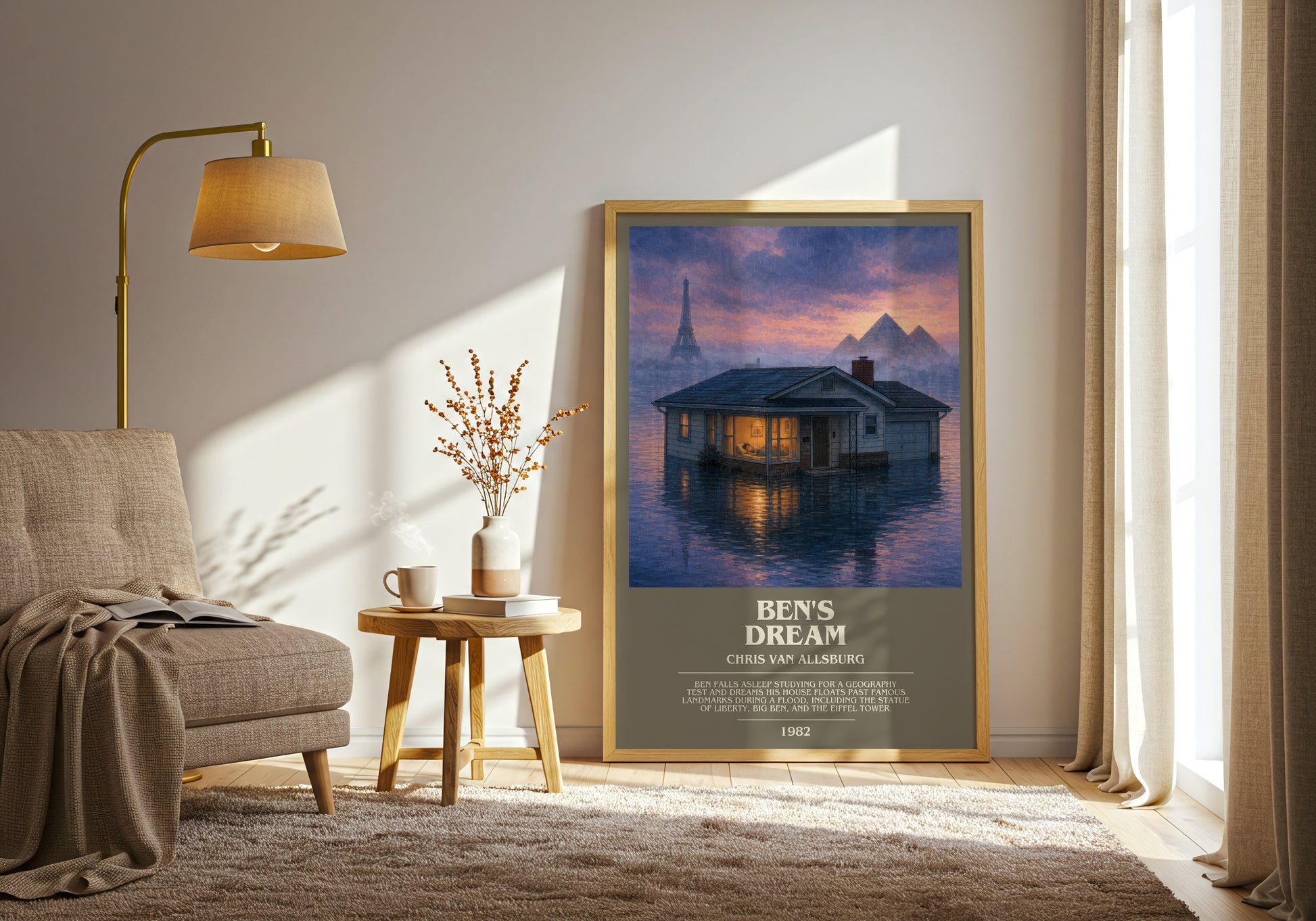Ben'S Dream bookish print on bookshelf – Chris Van Allsburg fan gift