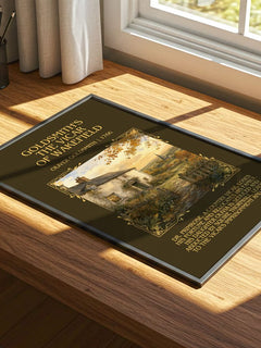Goldsmith's The vicar of Wakefield Minimalist Book Poster by Oliver Goldsmith – print on a sunlit desk