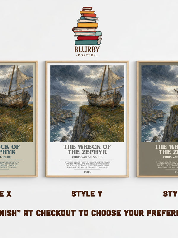 The Wreck Of The Zephyr bookish print in frame leaning in hallway – childrens wall art