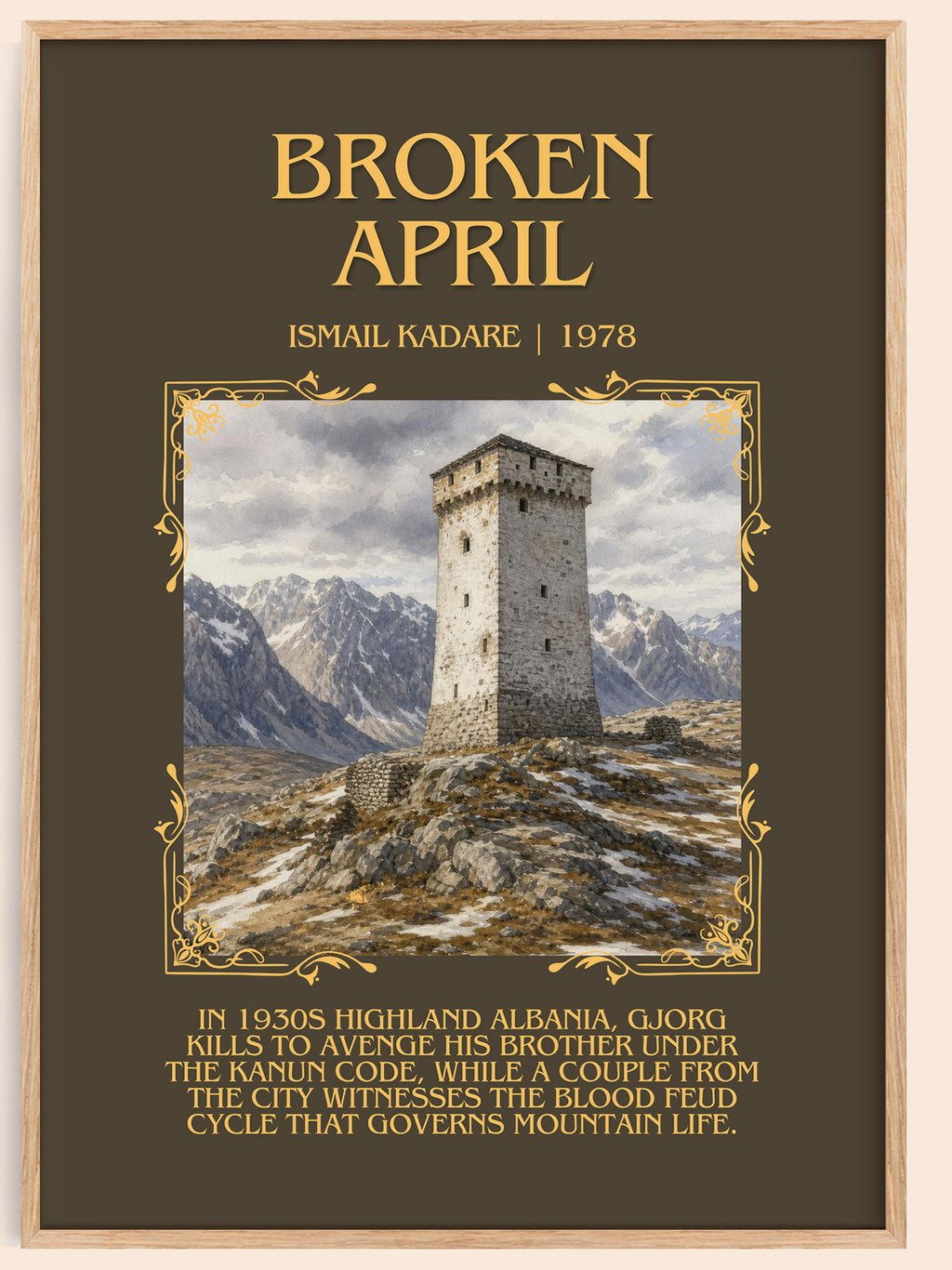 Broken April Minimalist Book Poster by Ismail Kadare – book poster