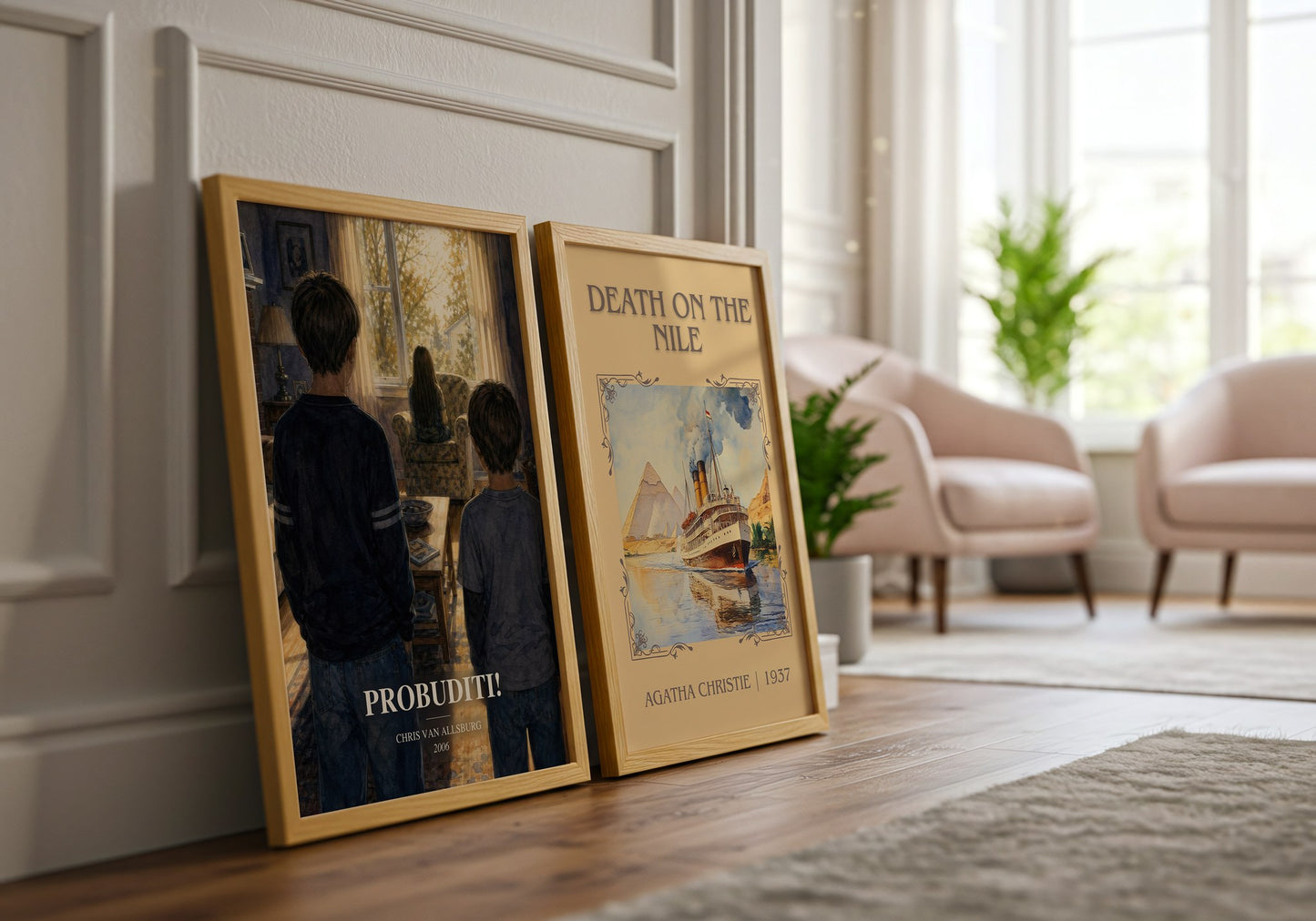Probuditi! watercolour print framed by window – literary home decor