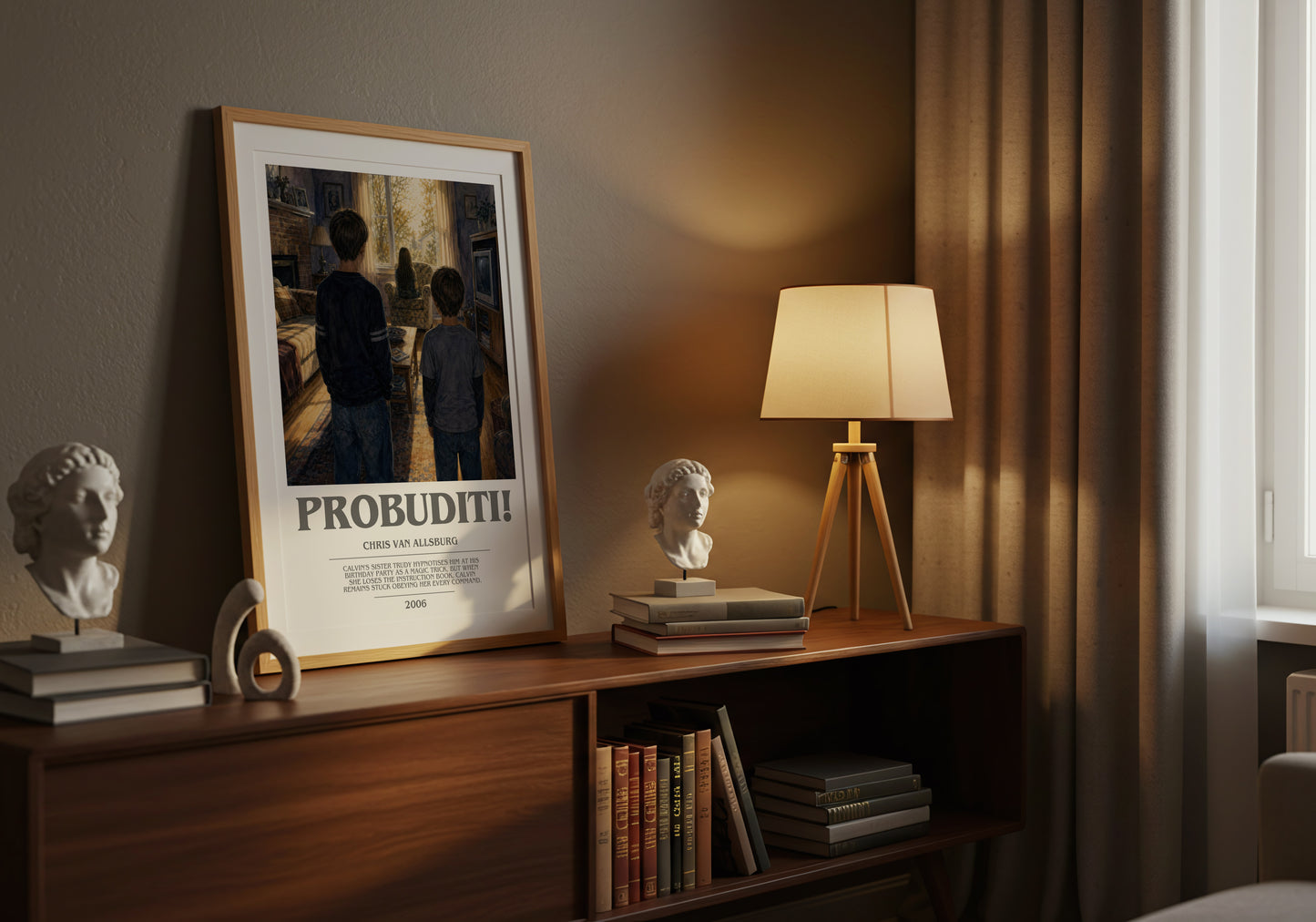 Probuditi! bookish book poster framed on wall – childrens wall art