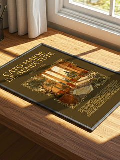 Cato maior de senectute Minimalist Book Poster by Cicero – print on a sunlit desk