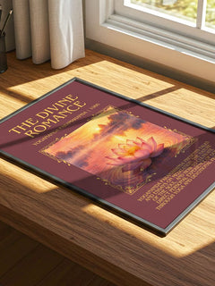 The divine romance Minimalist Book Poster by Yogananda Paramahansa – print on a sunlit desk