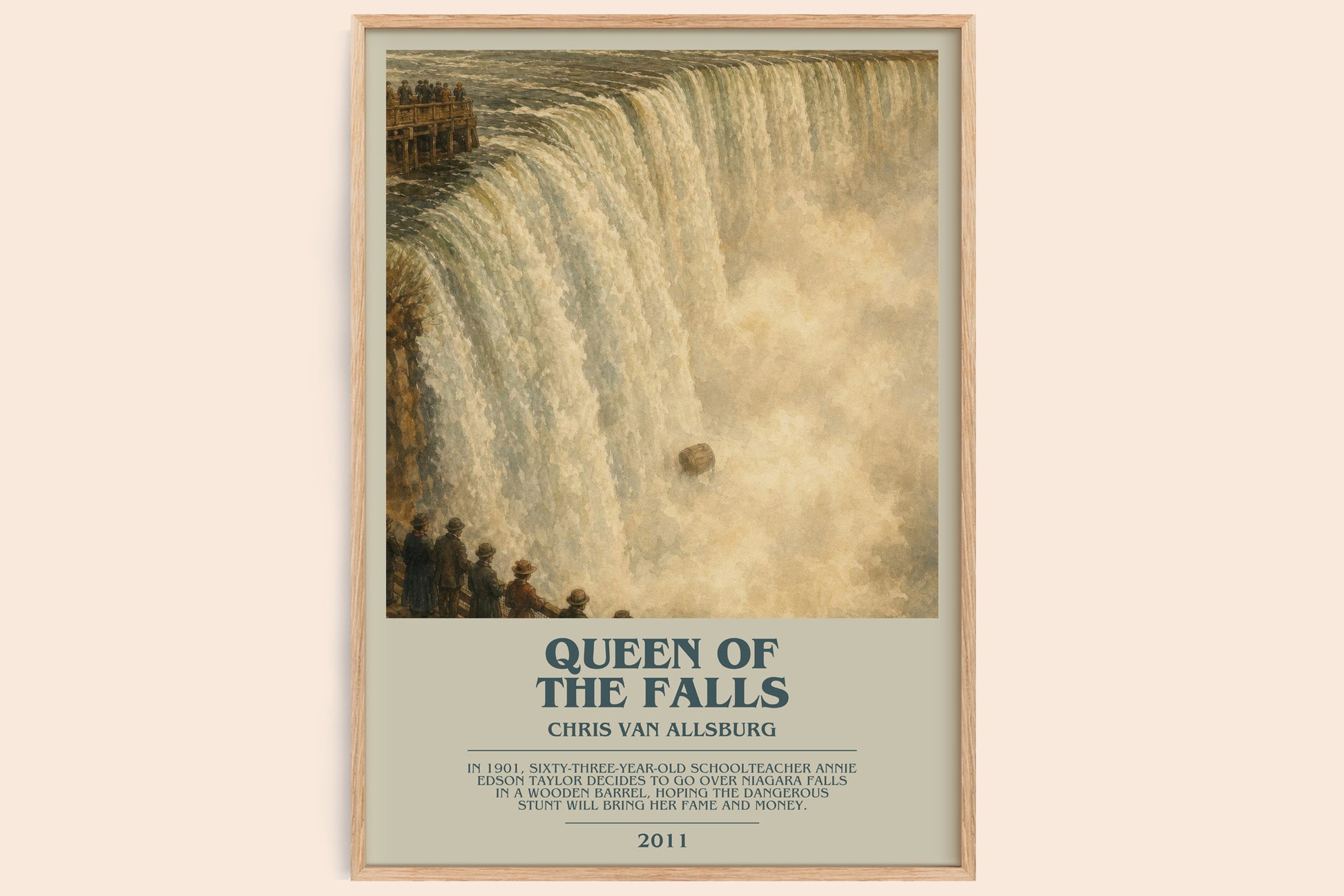 Queen Of The Falls bookish book poster by Chris Van Allsburg – framed literary art print