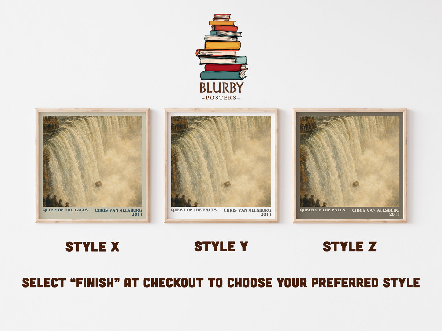 Queen Of The Falls literary print in frame leaning in hallway – childrens wall art