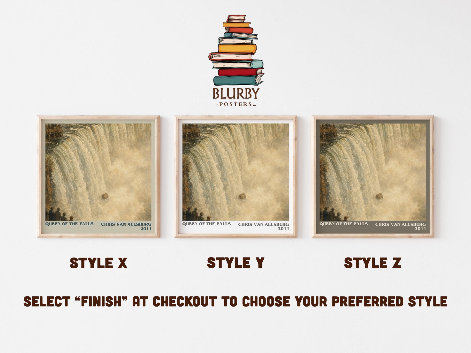 Queen Of The Falls literary print in frame leaning in hallway – childrens wall art