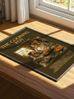 The Cooking Pot Minimalist Book Poster by Joy Cowley – print on a sunlit desk