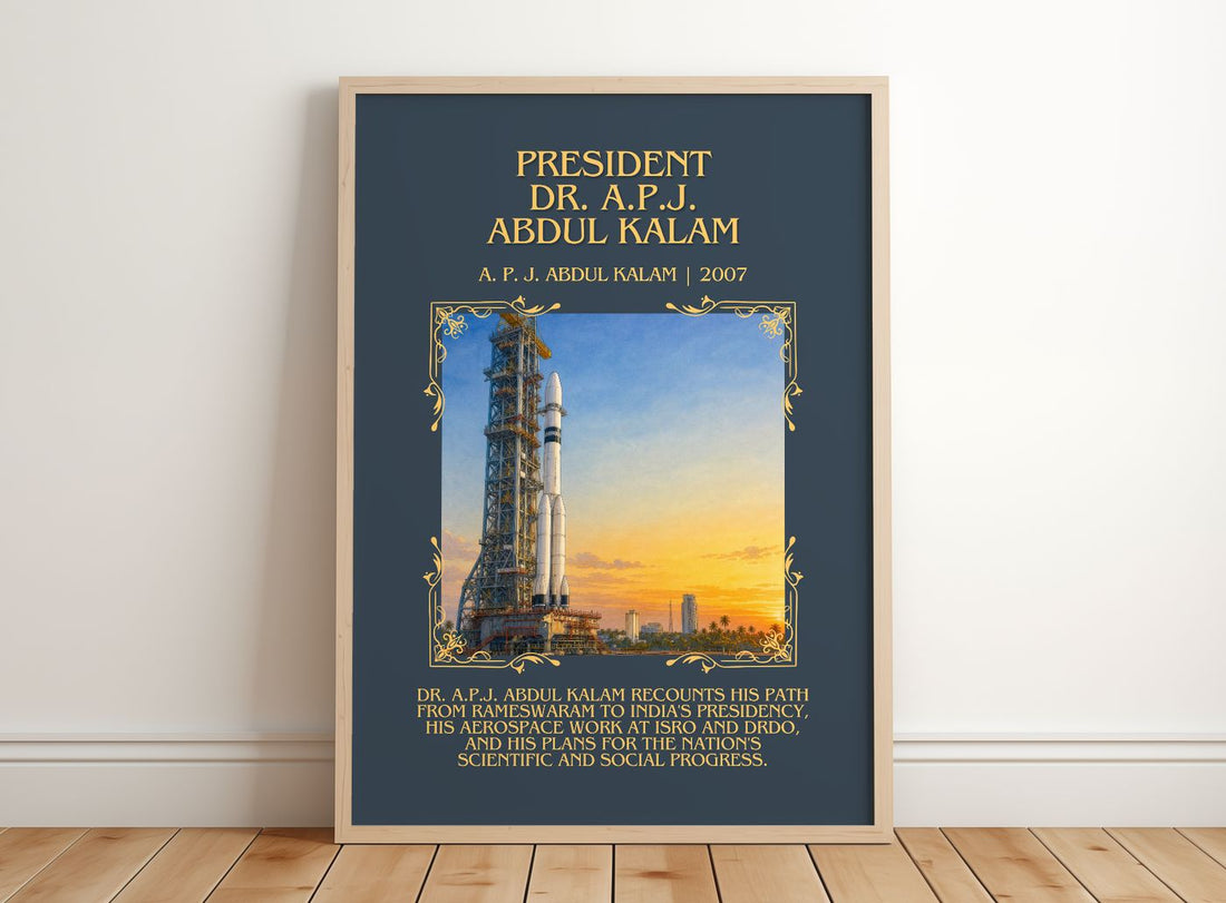President Dr. A.P.J. Abdul Kalam Minimalist Book Poster by A. Kalam – framed print leaning on a wooden floor