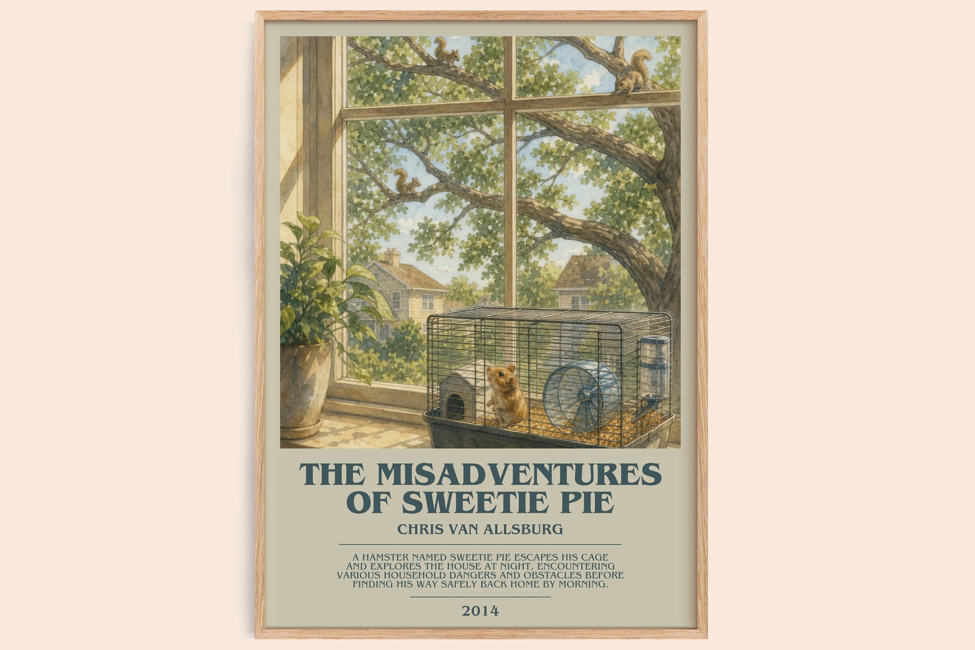 The Misadventures Of Sweetie Pie bookish book poster by Chris Van Allsburg – framed literary art print