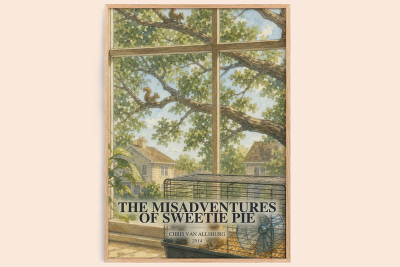 The Misadventures Of Sweetie Pie watercolour book poster by Chris Van Allsburg – framed literary art print