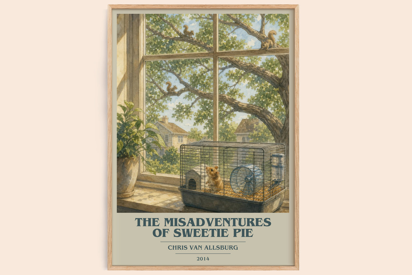 The Misadventures Of Sweetie Pie book cover book poster by Chris Van Allsburg – framed literary art print