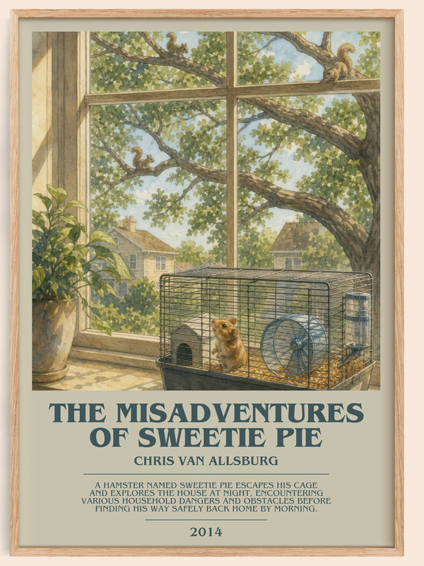 The Misadventures Of Sweetie Pie bookish book poster by Chris Van Allsburg – framed literary art print