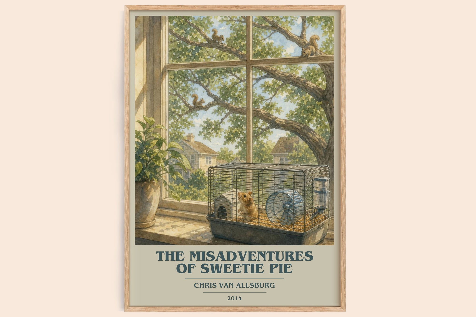 The Misadventures Of Sweetie Pie book cover book poster by Chris Van Allsburg – framed literary art print