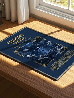 Ender's Game Minimalist Book Poster by Orson Scott Card. – print on a sunlit desk