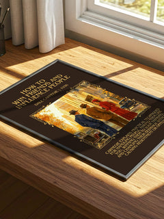How to Win Friends and Influence People Minimalist Book Poster by Dale Carnegie – print on a sunlit desk