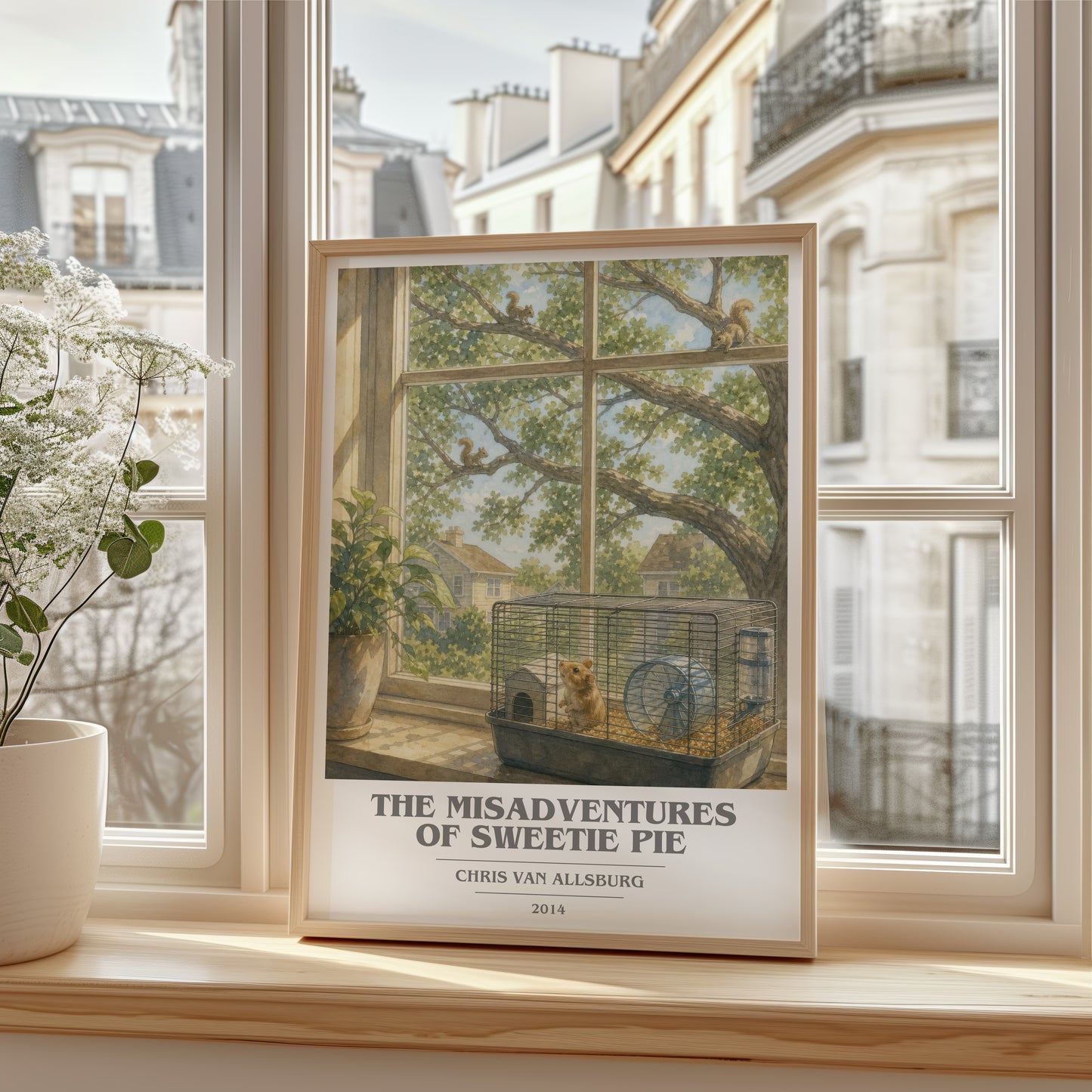 The Misadventures Of Sweetie Pie book cover poster colour and style options – Chris Van Allsburg book art