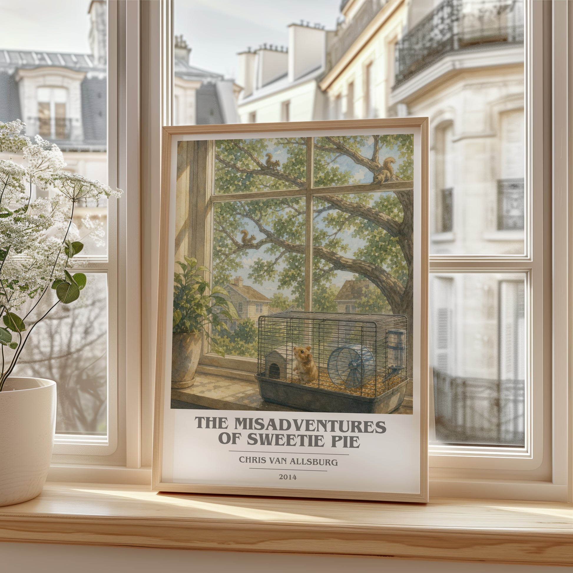The Misadventures Of Sweetie Pie book cover poster colour and style options – Chris Van Allsburg book art
