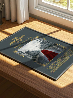 The Handmaid's Tale Minimalist Book Poster by Margaret Atwood – print on a sunlit desk