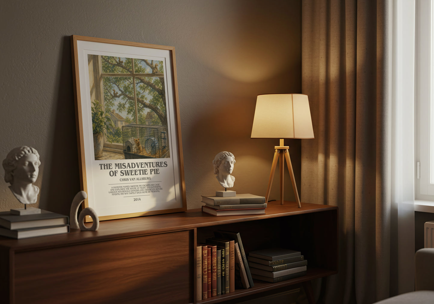 The Misadventures Of Sweetie Pie bookish book poster framed on wall – childrens wall art