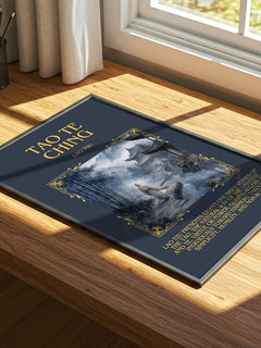 Tao Te Ching Minimalist Book Poster by Lao Tsu – print on a sunlit desk