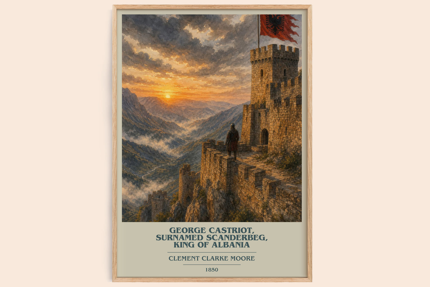 George Castriot, Surnamed Scanderbeg, King Of Albania book cover book poster by Clement Clarke Moore – framed literary art