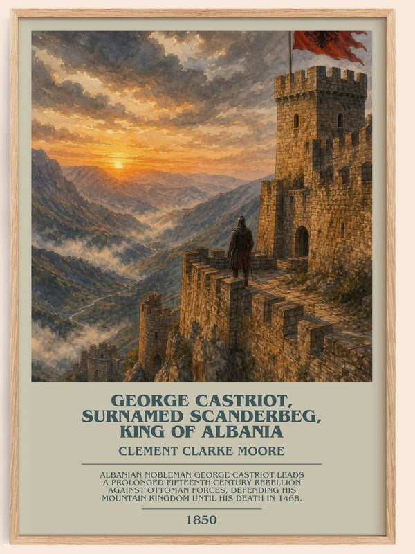George Castriot, Surnamed Scanderbeg, King Of Albania bookish book poster by Clement Clarke Moore – framed literary art print