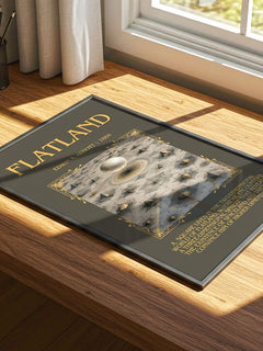 Flatland Minimalist Book Poster by Edwin A. Abbott – print on a sunlit desk