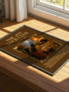 The Joy Luck Club Minimalist Book Poster by Amy Tan – print on a sunlit desk