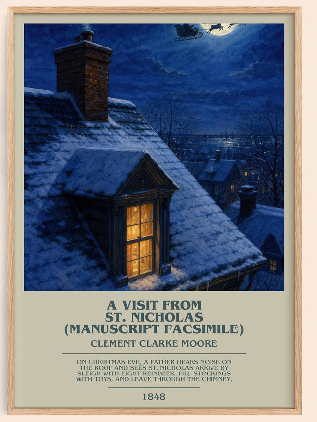 Visit From St. Nicholas (Manuscript Facsimile) Bookish Wall Art – C.