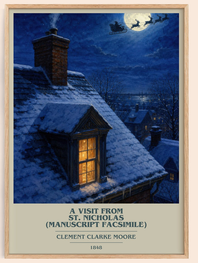 Visit From St. Nicholas (Manuscript Facsimile) Book Cover Poster – C.