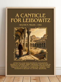 A Canticle for Leibowitz Minimalist Book Poster by Walter M. Miller – framed print leaning on a wooden floor