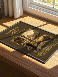 A Canticle for Leibowitz Minimalist Book Poster by Walter M. Miller – print on a sunlit desk