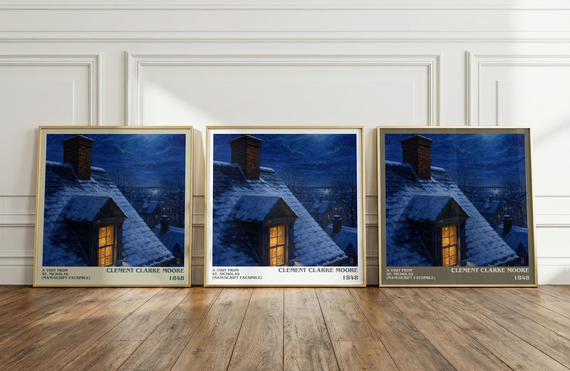 A Visit From St. Nicholas (Manuscript Facsimile) literary art print colour and style options – Clement Clarke Moore book art
