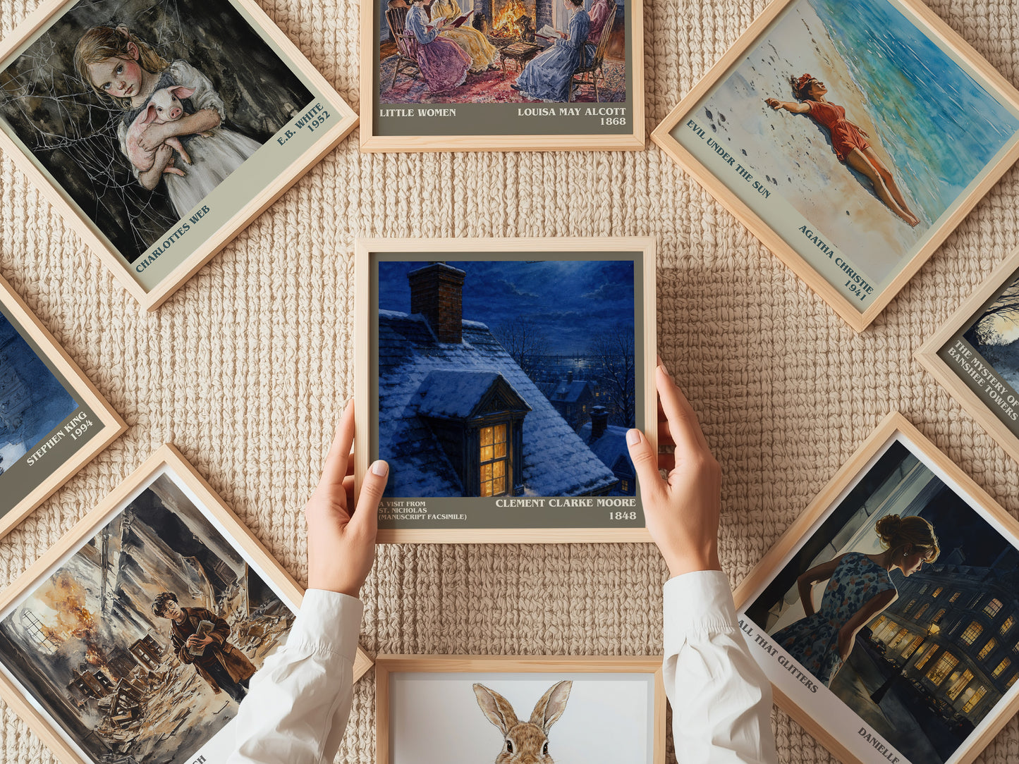 A Visit From St. Nicholas (Manuscript Facsimile) literary book poster framed on wall – poetry wall art