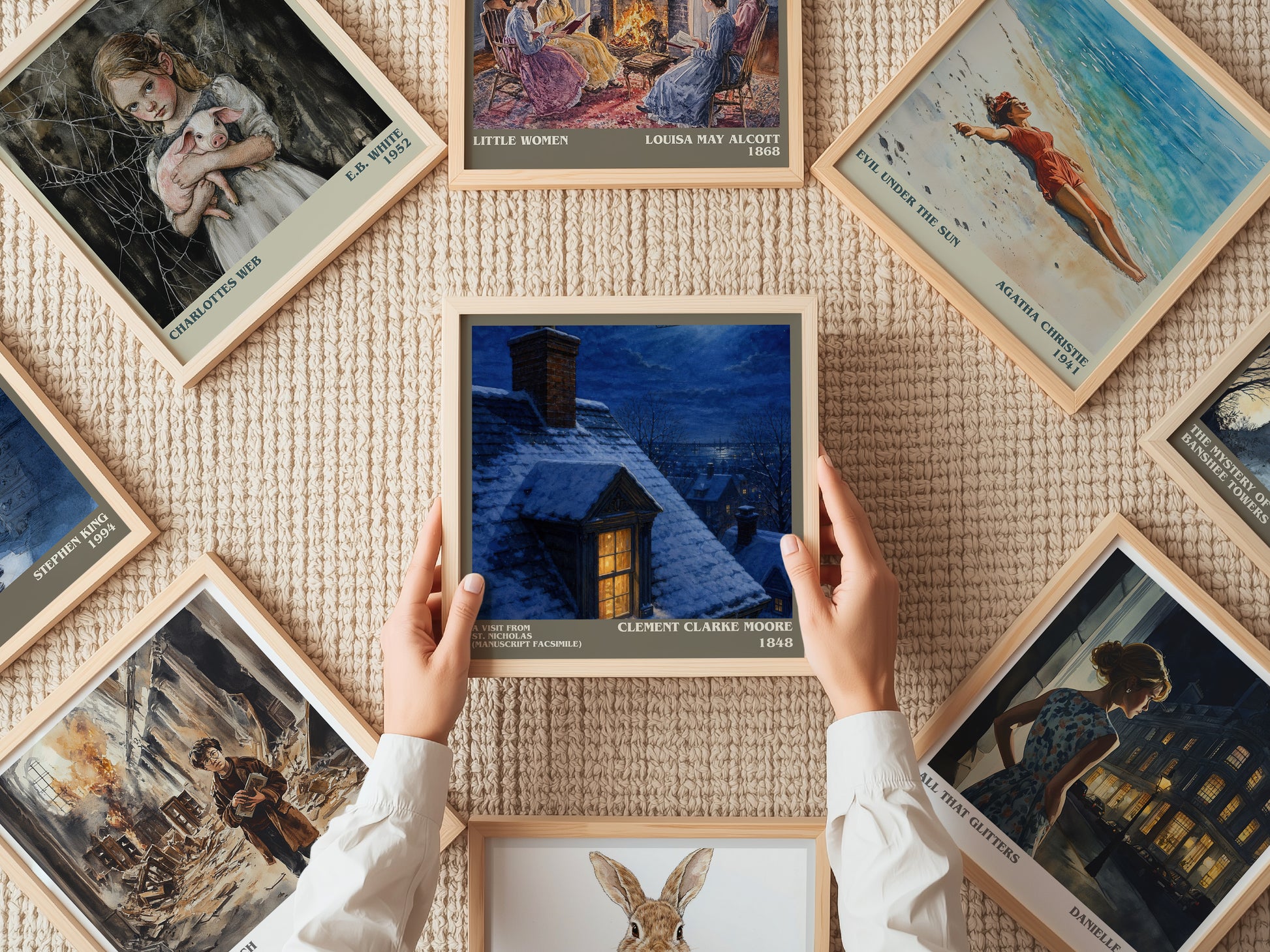 A Visit From St. Nicholas (Manuscript Facsimile) literary book poster framed on wall – poetry wall art