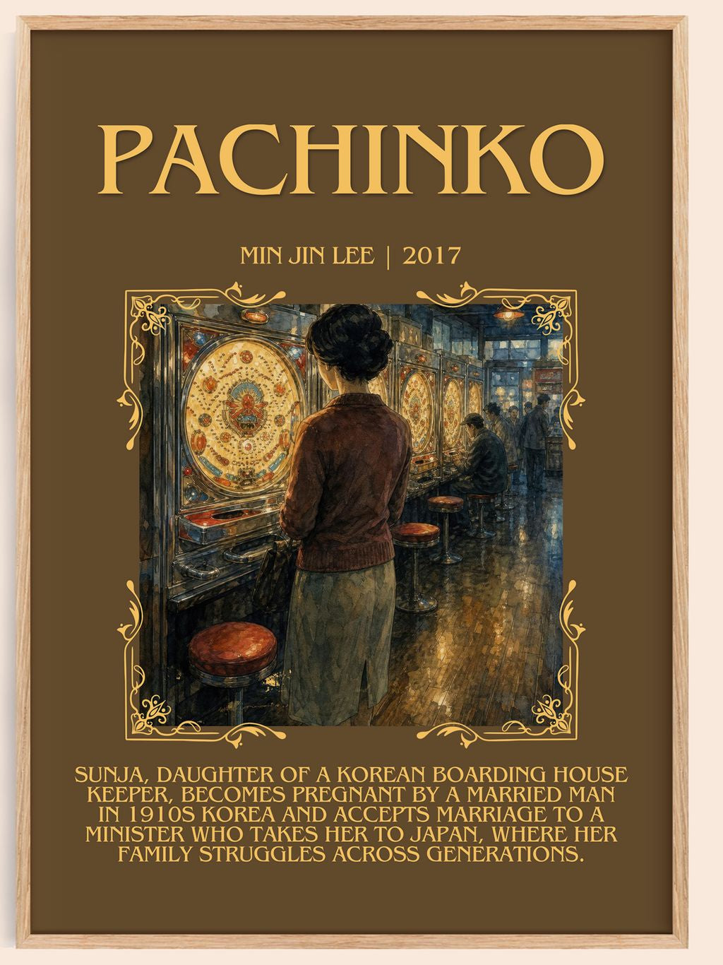 Pachinko Minimalist Book Poster by Min Jin Lee – book poster