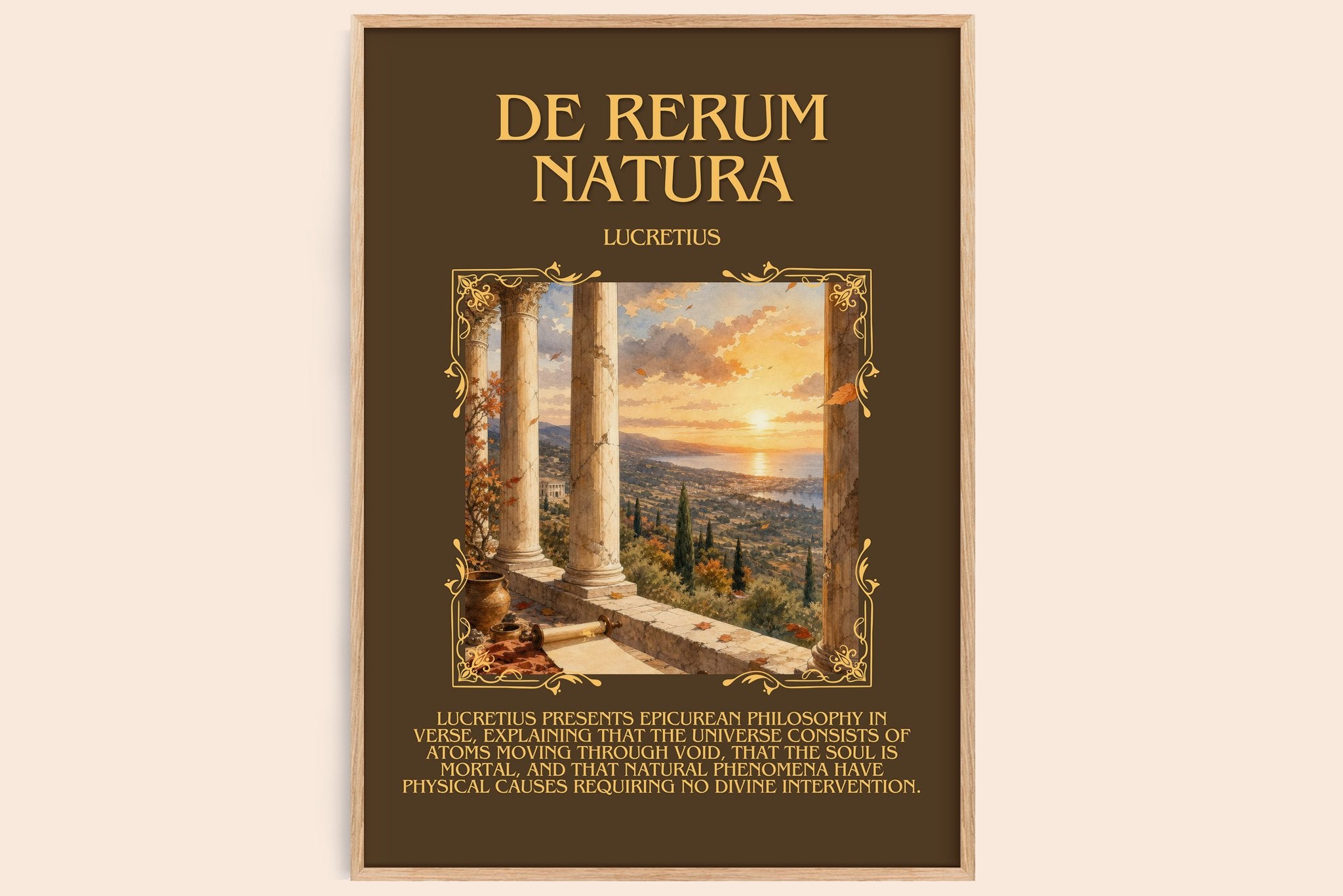 De Rerum Natura Minimalist Book Poster by Lucretius