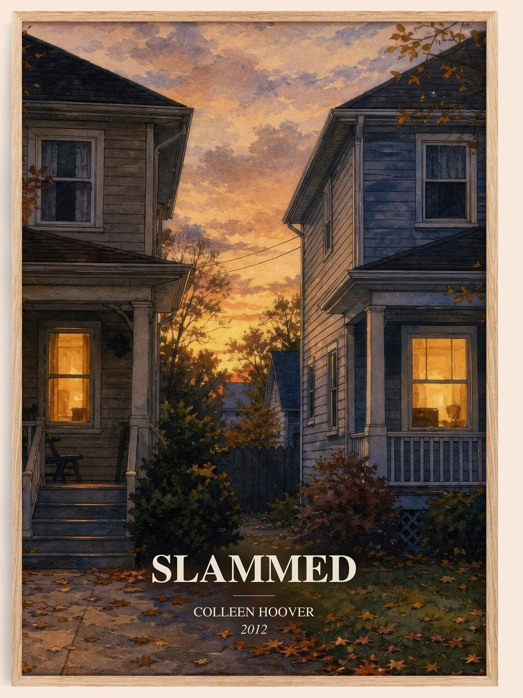 Slammed watercolour book poster by Colleen Hoover – framed literary art print